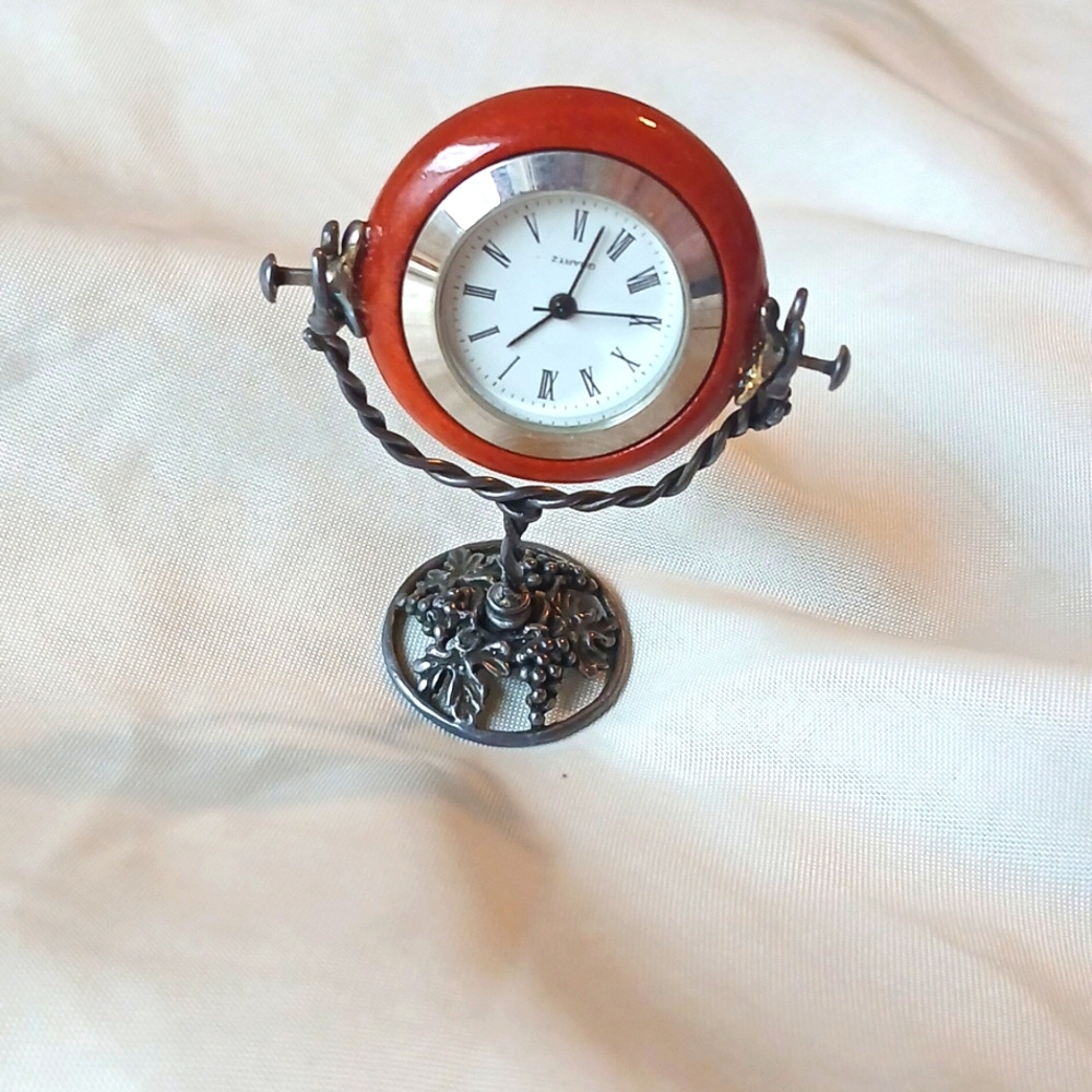 Antique Mini Desk Clock, 800Silver